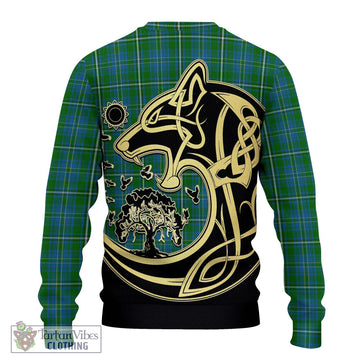 Hay Hunting Tartan Ugly Sweater with Family Crest Celtic Wolf Style