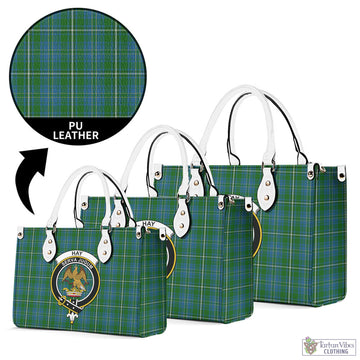 Hay Hunting Tartan Luxury Leather Handbags with Family Crest