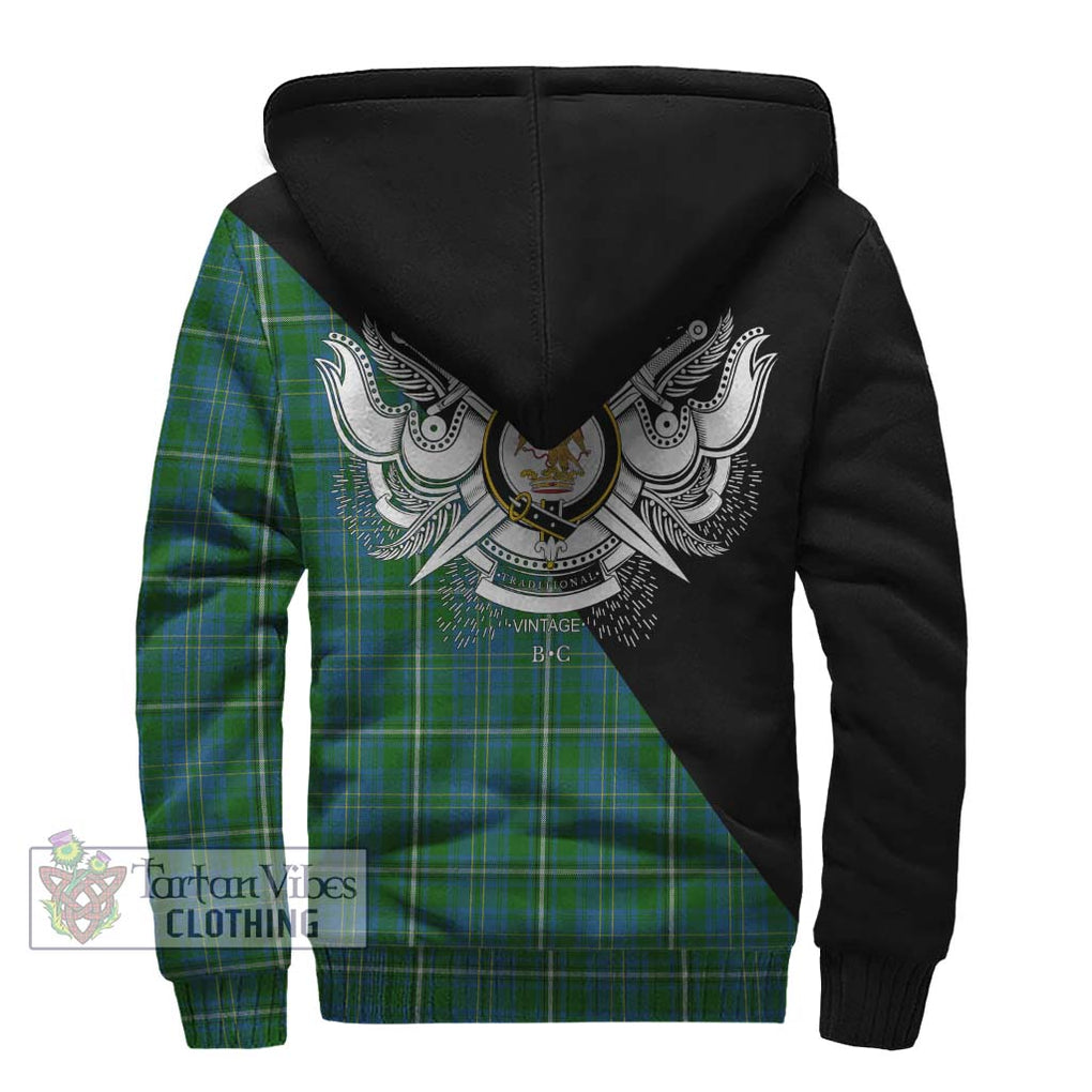 Hay Hunting Tartan Sherpa Hoodie with Family Crest and Military Logo Style - Tartanvibesclothing Shop