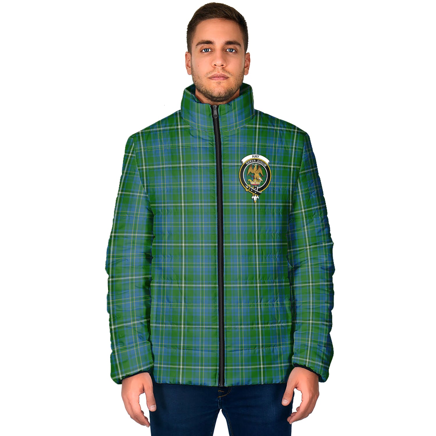 Hay Hunting Tartan Padded Jacket with Family Crest - Tartan Vibes Clothing