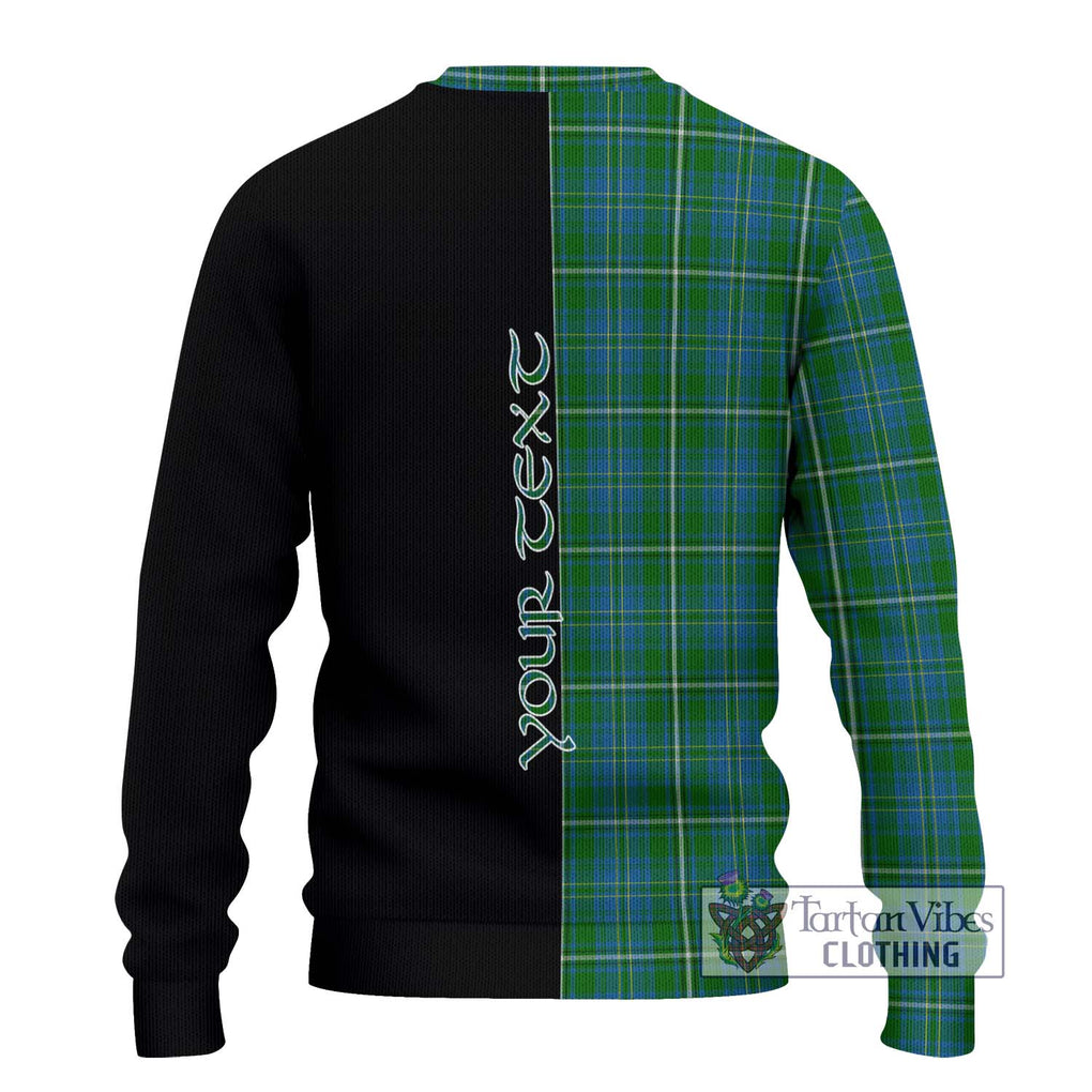 Hay Hunting Tartan Knitted Sweater with Family Crest and Half Of Me Style - Tartanvibesclothing Shop