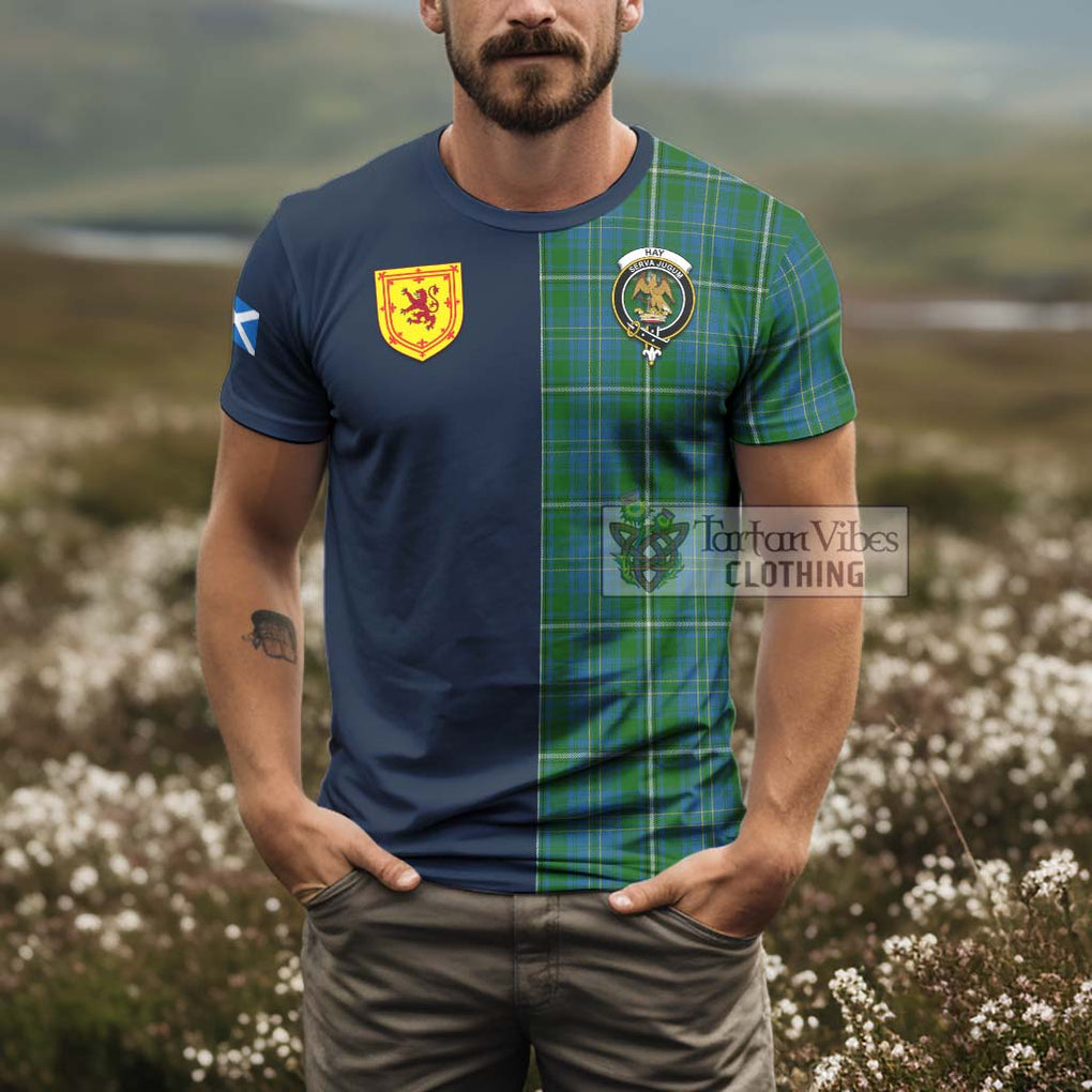 Tartan Vibes Clothing Hay Hunting Tartan T-Shirt Alba with Scottish Lion Royal Arm Half Style