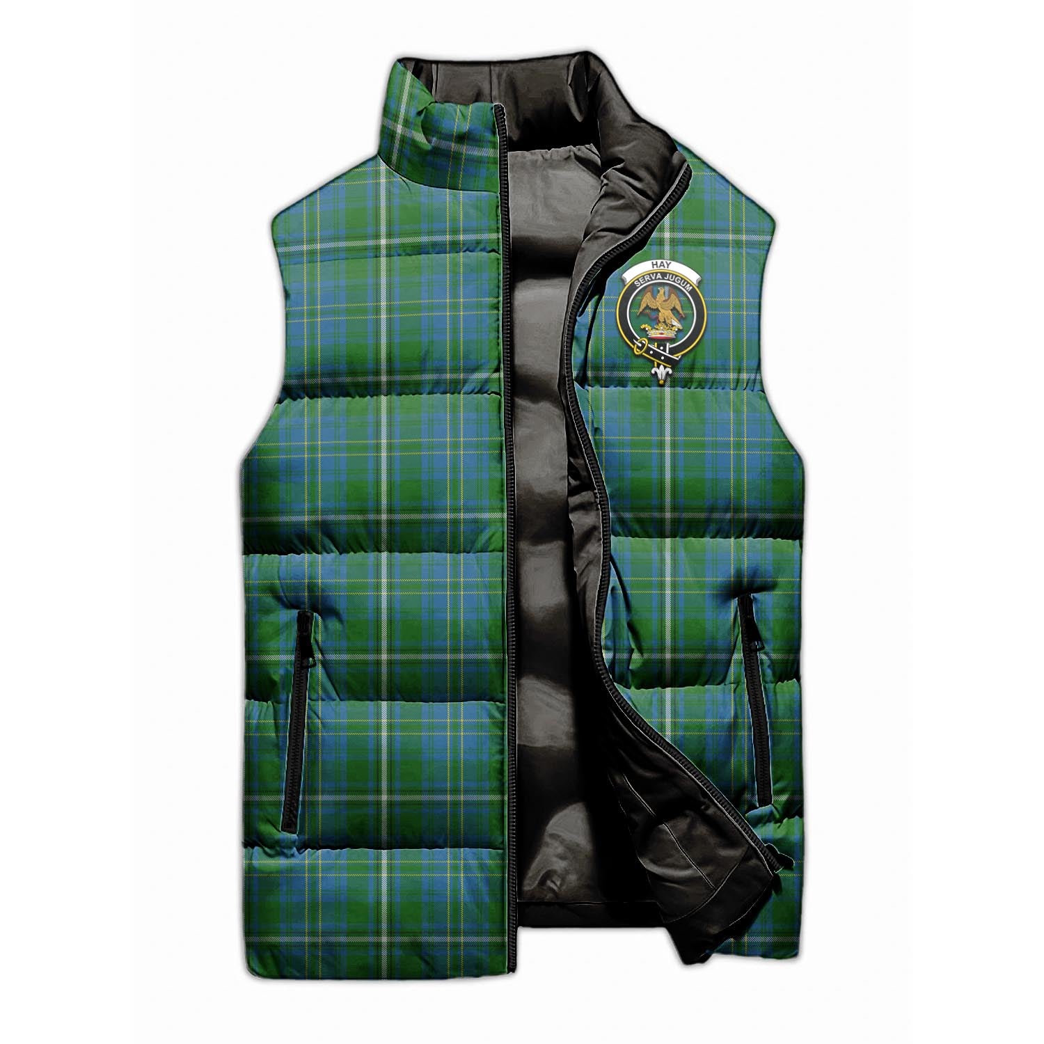 Hay Hunting Tartan Sleeveless Puffer Jacket with Family Crest - Tartanvibesclothing