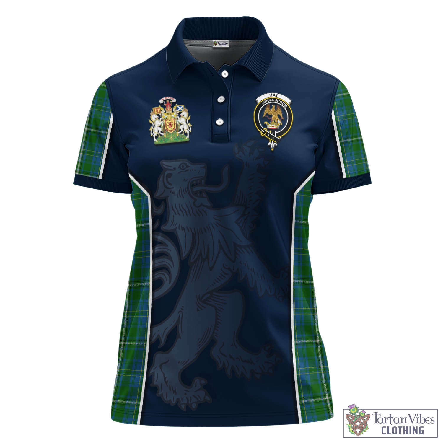 Hay Hunting Tartan Women's Polo Shirt with Family Crest and Lion Rampant Vibes Sport Style - Tartan Vibes Clothing