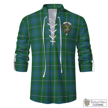 Hay Hunting Tartan Men's Scottish Traditional Jacobite Ghillie Kilt Shirt with Family Crest