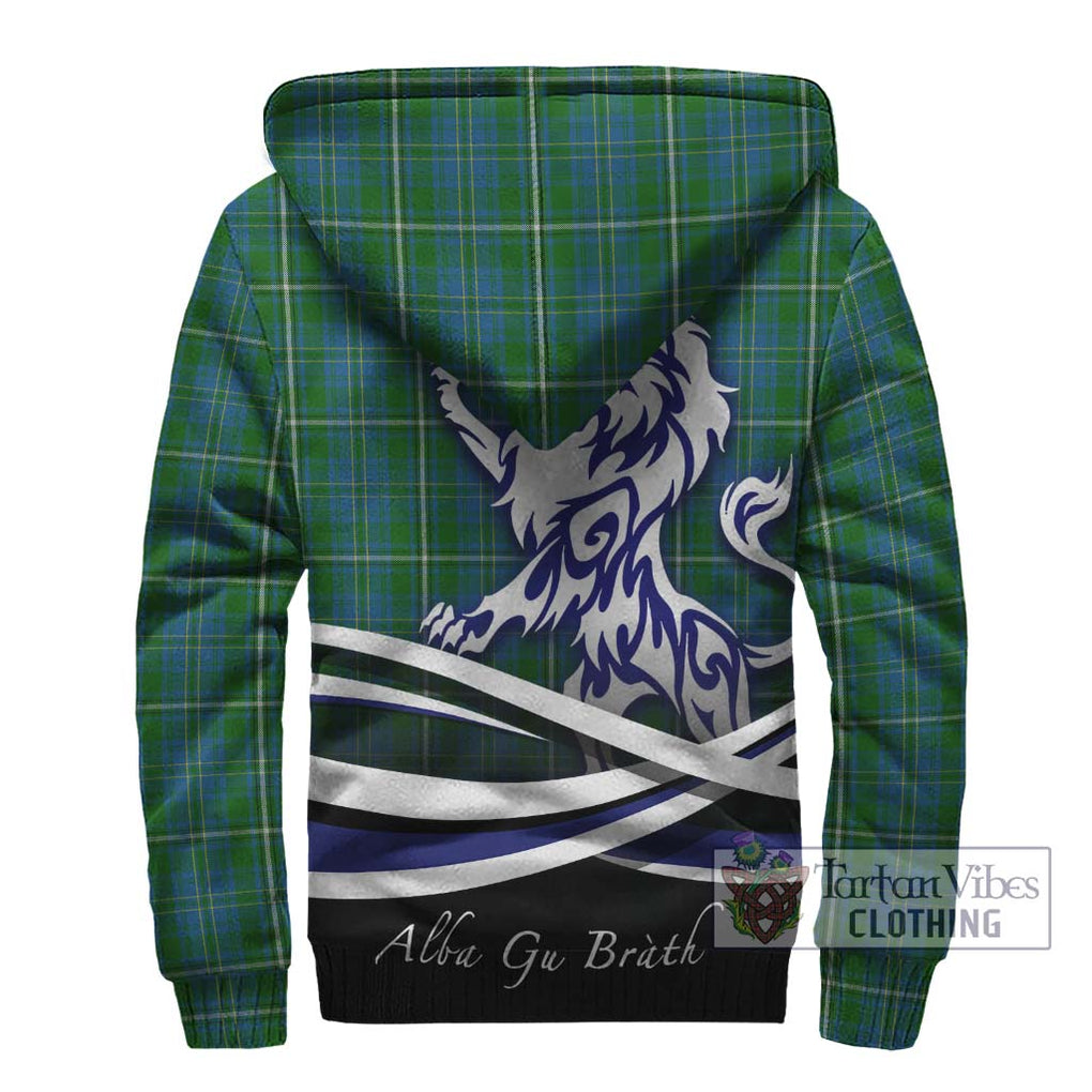 Hay Hunting Tartan Sherpa Hoodie with Alba Gu Brath Regal Lion Emblem - Tartanvibesclothing Shop