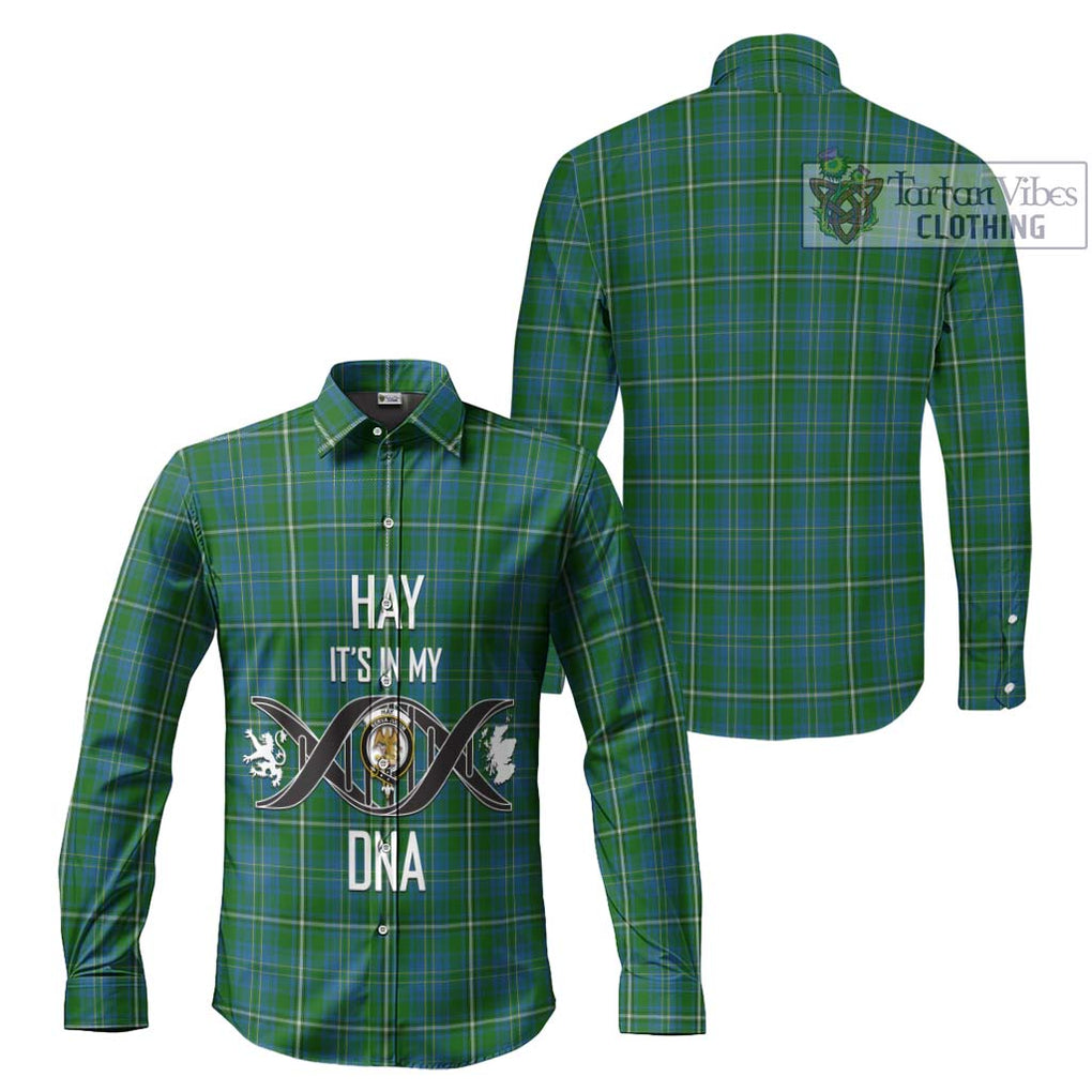 Hay Hunting Tartan Long Sleeve Button Shirt with Family Crest DNA In Me Style Men's Shirt - Tartanvibesclothing Shop