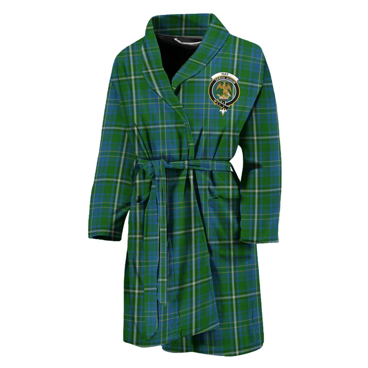 Hay Hunting Tartan Bathrobe with Family Crest Unisex M - Tartan Vibes Clothing