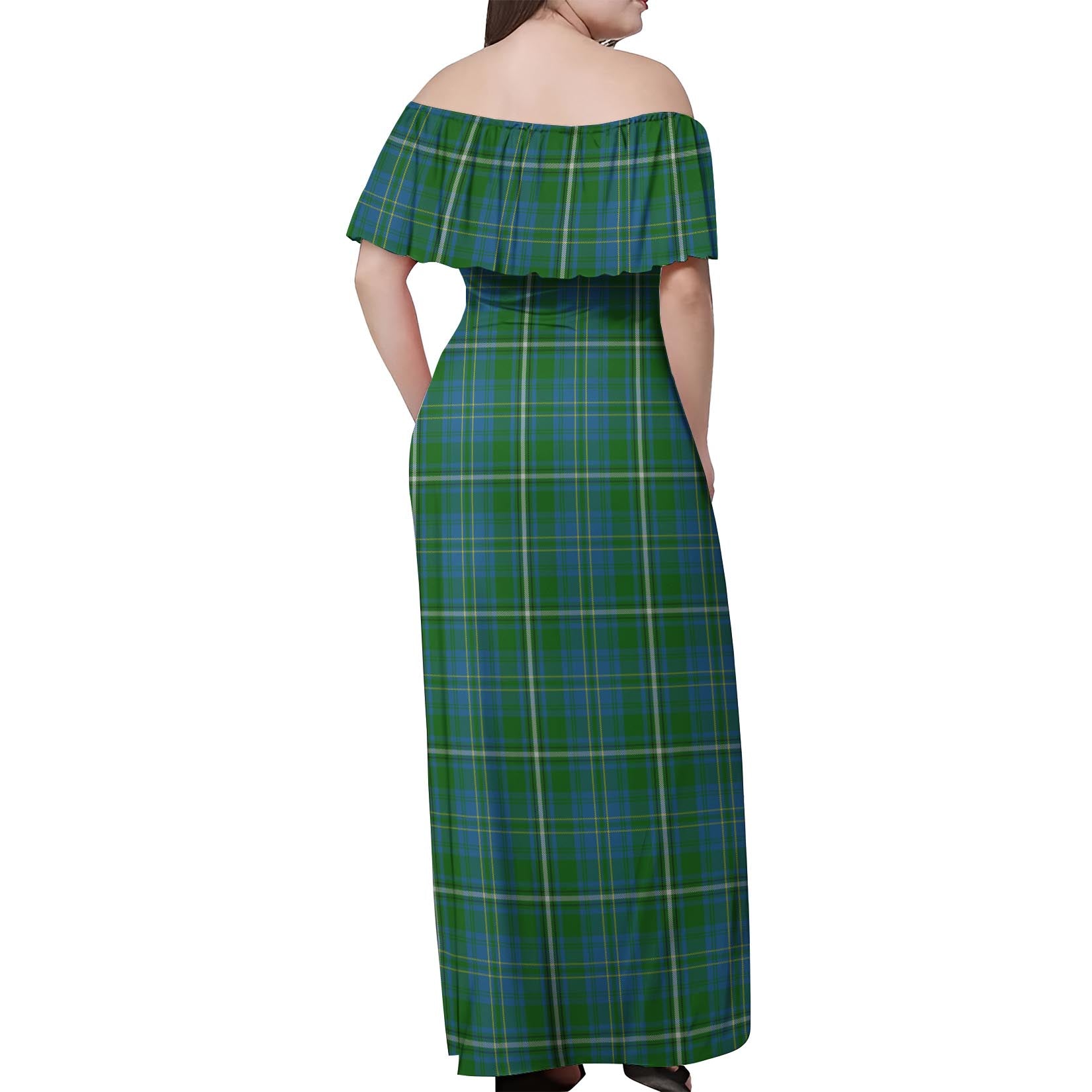 Hay Hunting Tartan Off Shoulder Long Dress - Tartanvibesclothing