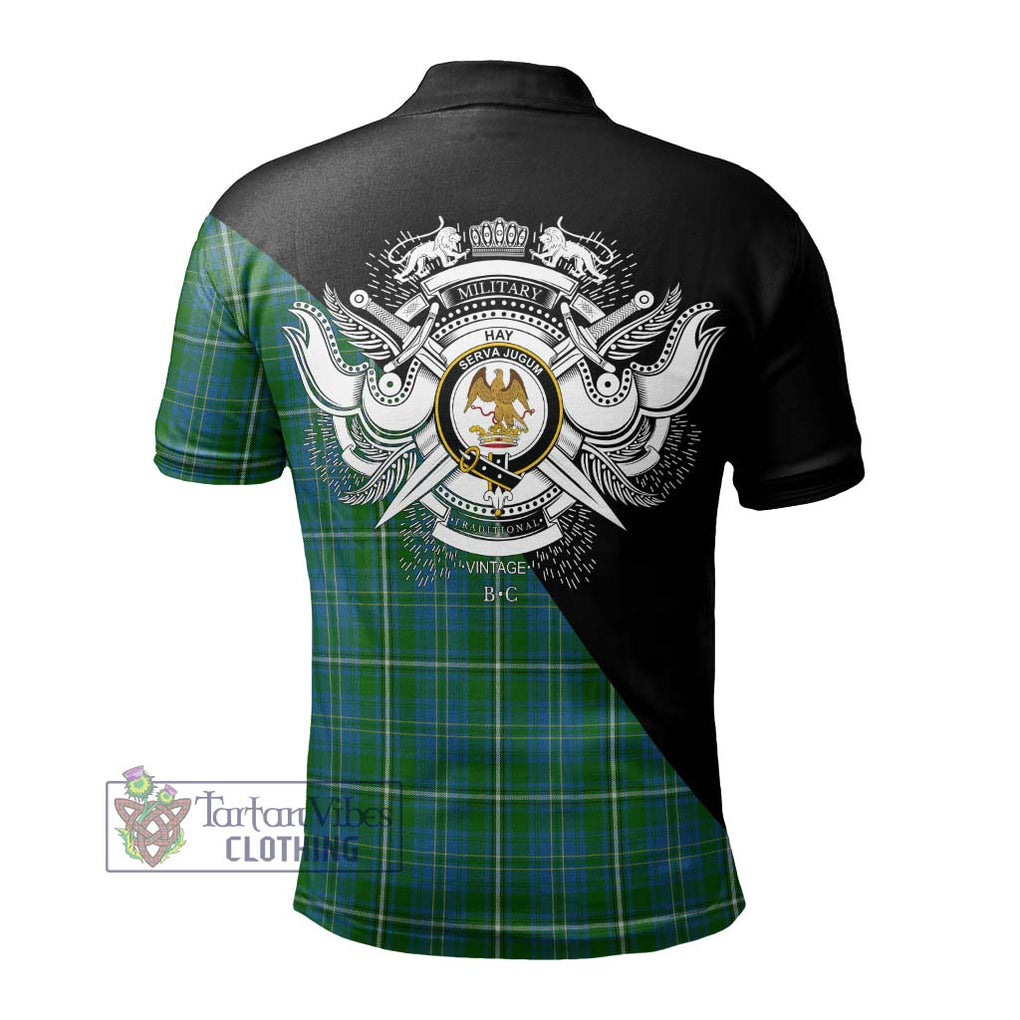 Hay Hunting Tartan Polo Shirt with Family Crest and Military Logo Style - Tartanvibesclothing Shop