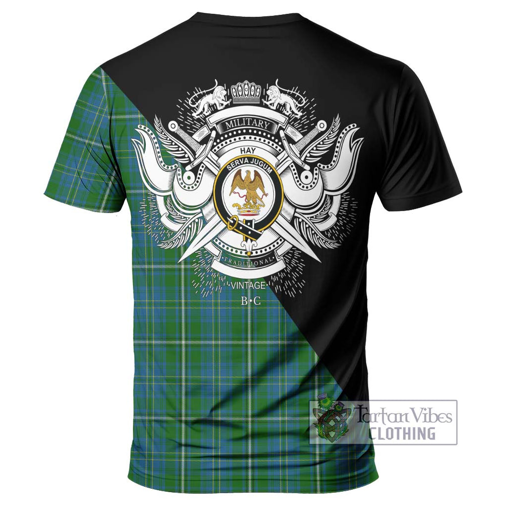 Hay Hunting Tartan T-Shirt with Family Crest and Military Logo Style - Tartanvibesclothing Shop