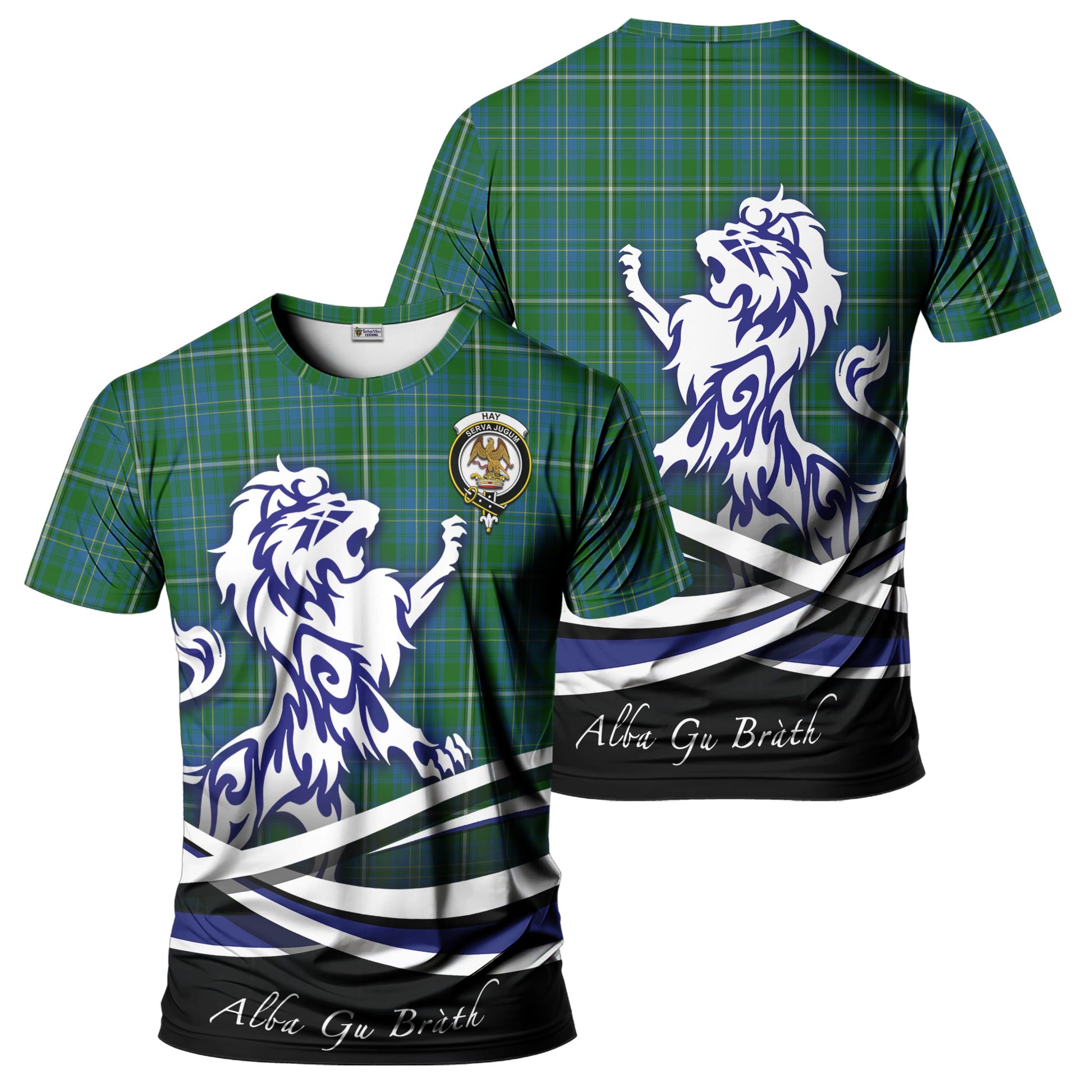 hay-hunting-tartan-t-shirt-with-alba-gu-brath-regal-lion-emblem