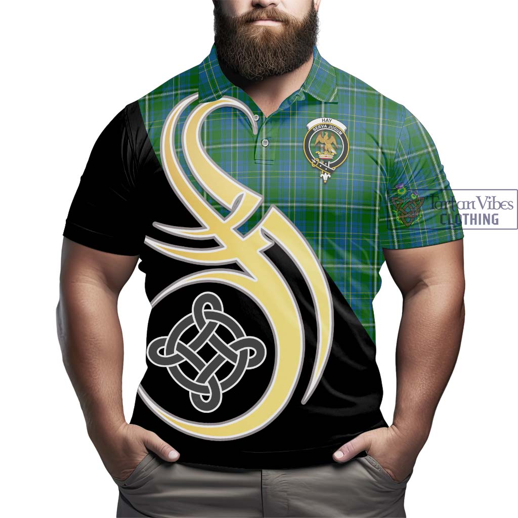 Hay Hunting Tartan Polo Shirt with Family Crest and Celtic Symbol Style - Tartan Vibes Clothing