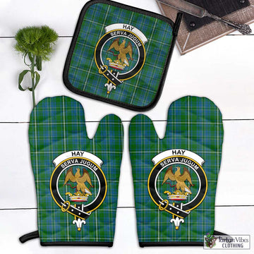 Hay Hunting Tartan Combo Oven Mitt & Pot-Holder with Family Crest