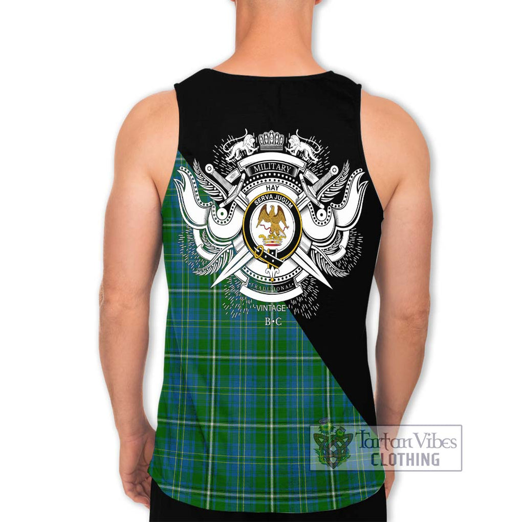 Hay Hunting Tartan Men's Tank Top with Family Crest and Military Logo Style - Tartanvibesclothing Shop