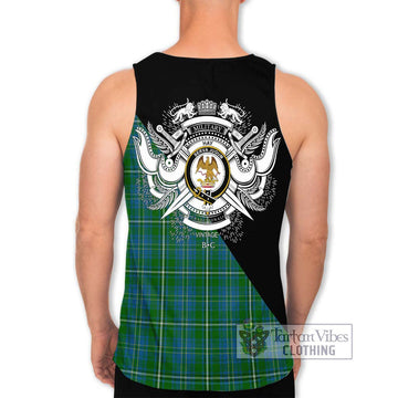 Hay Hunting Tartan Men's Tank Top with Family Crest and Military Logo Style