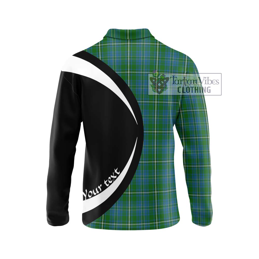 Hay Hunting Tartan Long Sleeve Polo Shirt with Family Crest Circle Style - Tartan Vibes Clothing