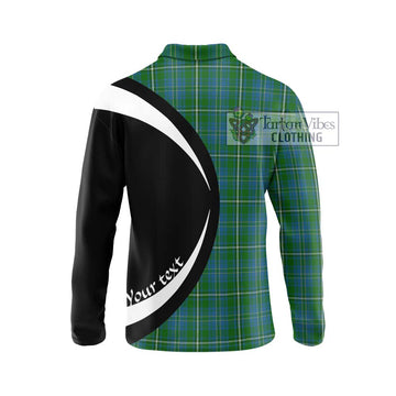 Hay Hunting Tartan Long Sleeve Polo Shirt with Family Crest Circle Style