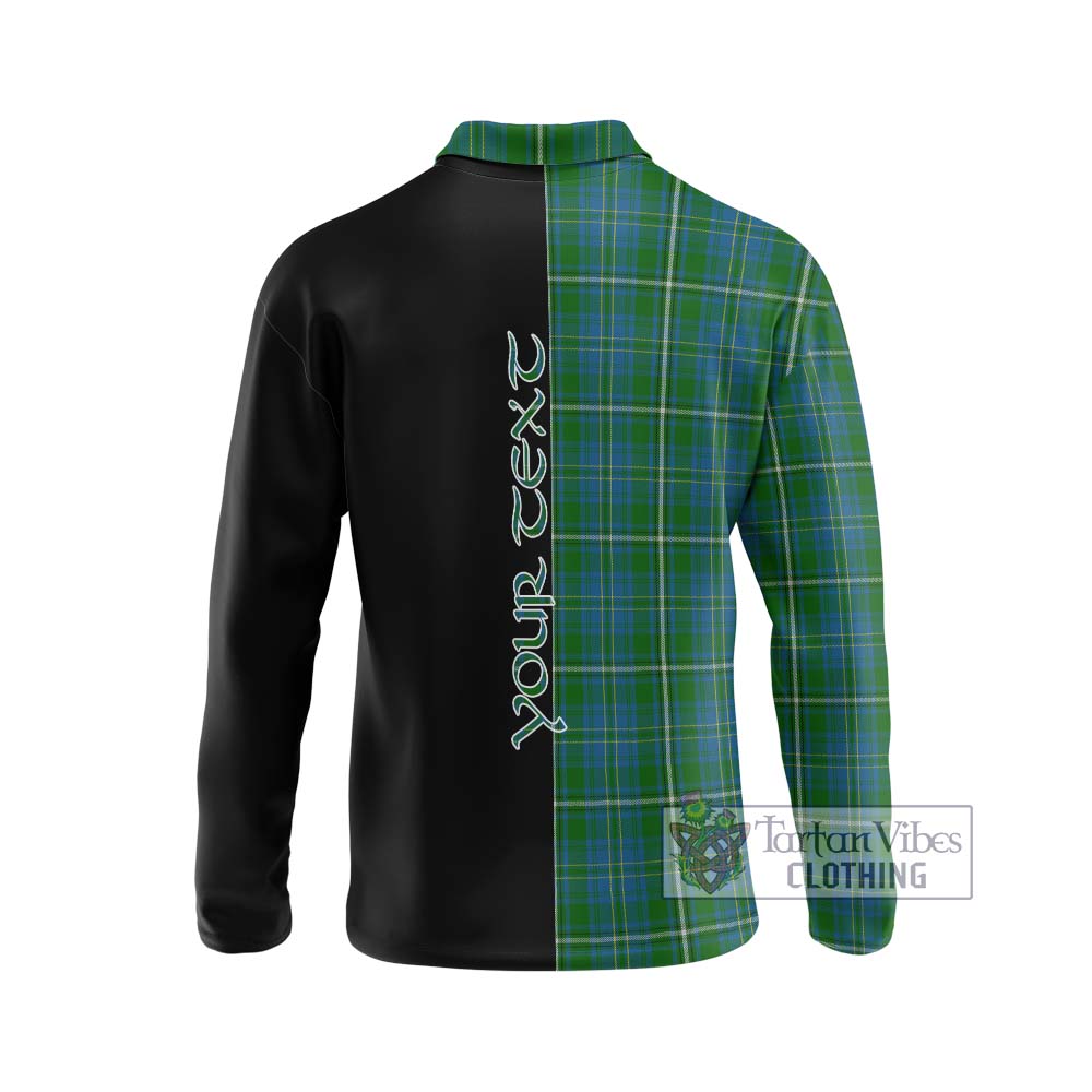 Hay Hunting Tartan Long Sleeve Polo Shirt with Family Crest and Half Of Me Style - Tartanvibesclothing Shop