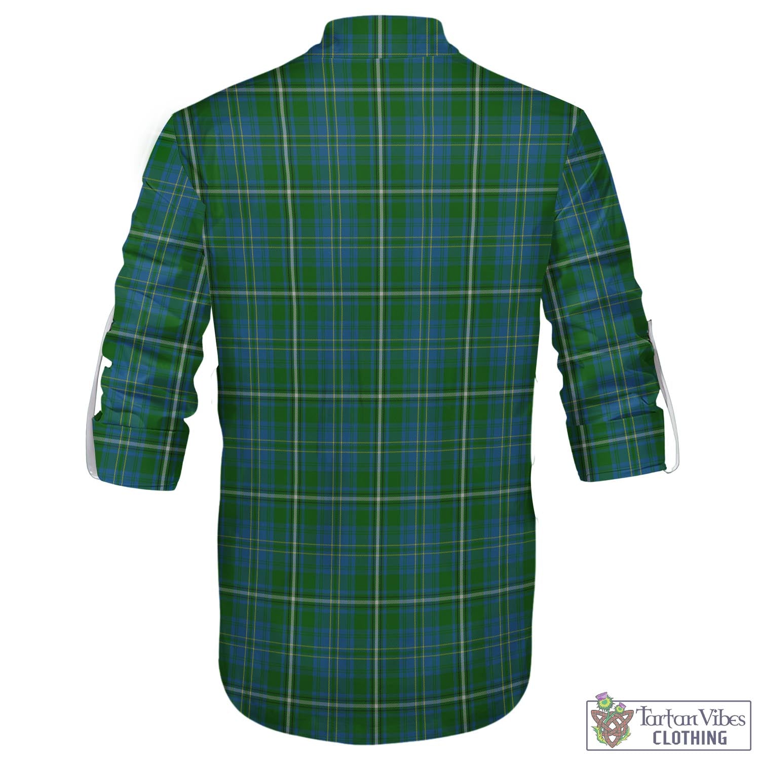 Tartan Vibes Clothing Hay Hunting Tartan Men's Scottish Traditional Jacobite Ghillie Kilt Shirt with Family Crest