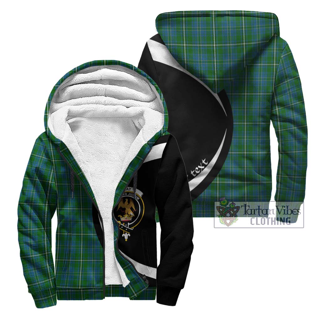 Hay Hunting Tartan Sherpa Hoodie with Family Crest Circle Style Unisex - Tartan Vibes Clothing