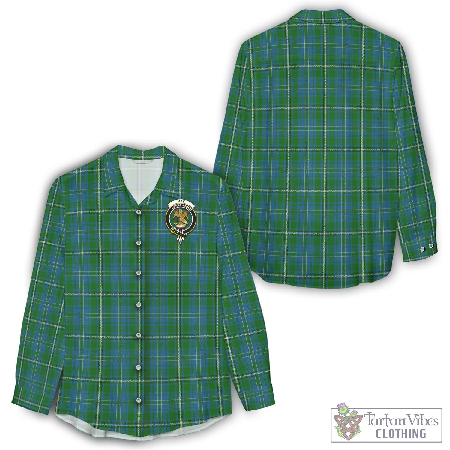 Tartan Vibes Clothing Hay Hunting Tartan Womens Casual Shirt with Family Crest