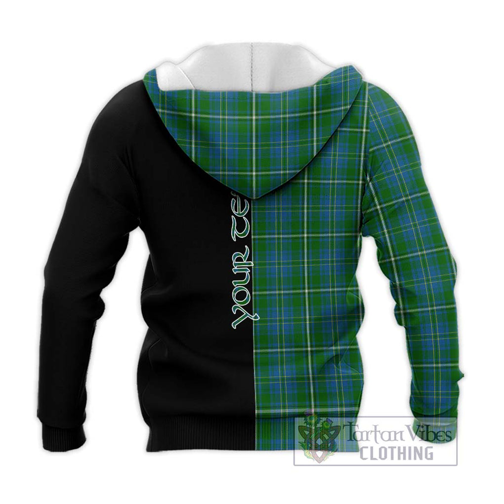 Hay Hunting Tartan Knitted Hoodie with Family Crest and Half Of Me Style - Tartanvibesclothing Shop