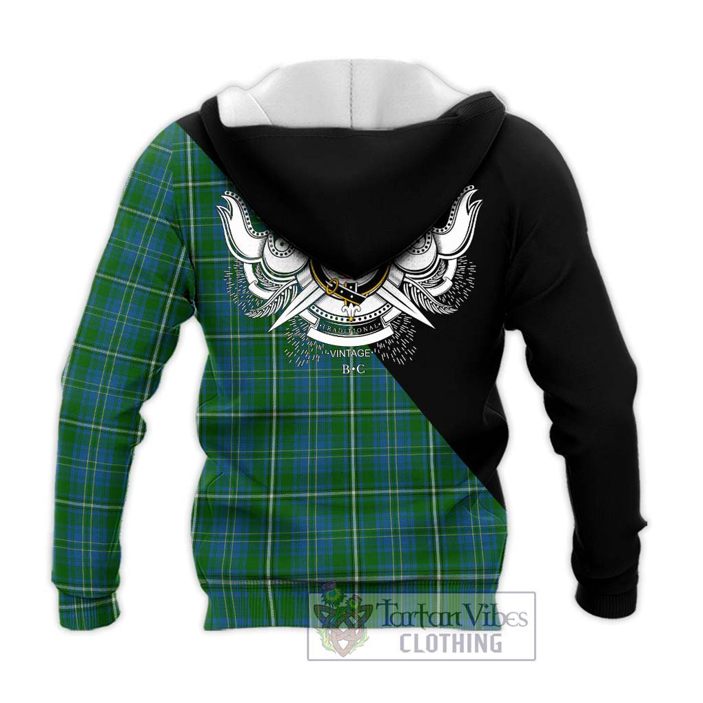 Hay Hunting Tartan Knitted Hoodie with Family Crest and Military Logo Style - Tartanvibesclothing Shop