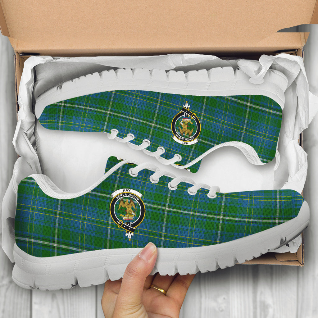 Hay Hunting Tartan Sneakers with Family Crest - Tartan Vibes Clothing