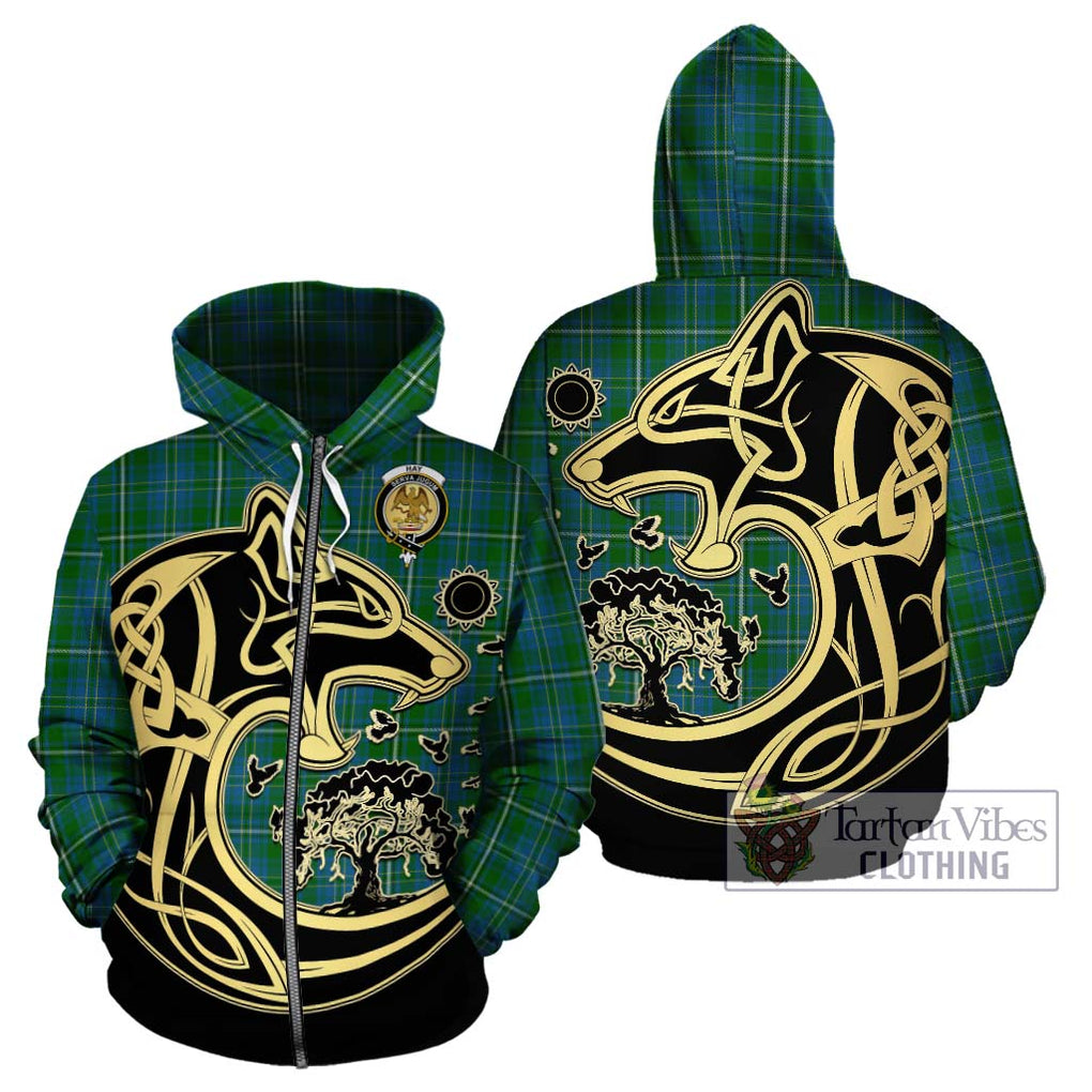 Hay Hunting Tartan Hoodie with Family Crest Celtic Wolf Style - Tartan Vibes Clothing