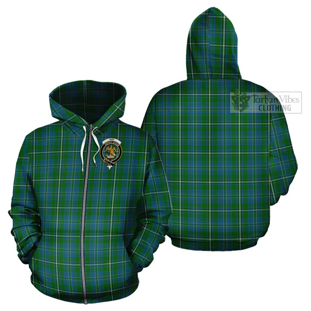 Hay Hunting Tartan Cotton Hoodie with Family Crest Zip Hoodie - Tartan Vibes Clothing