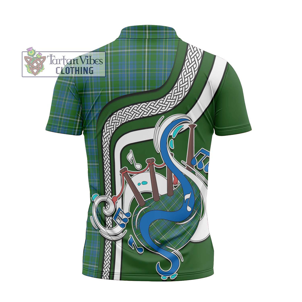 Hay Hunting Tartan Zipper Polo Shirt with Epic Bagpipe Style - Tartanvibesclothing Shop