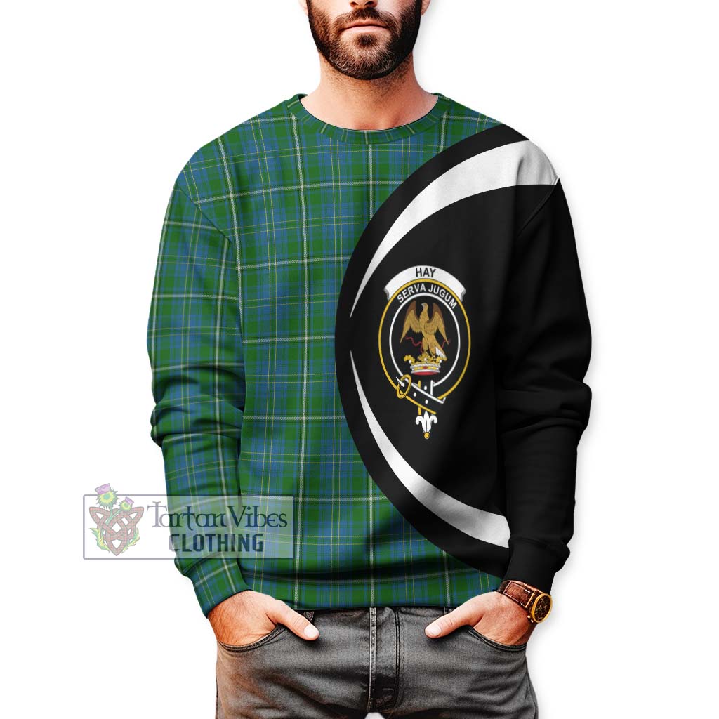 Hay Hunting Tartan Sweatshirt with Family Crest Circle Style - Tartan Vibes Clothing