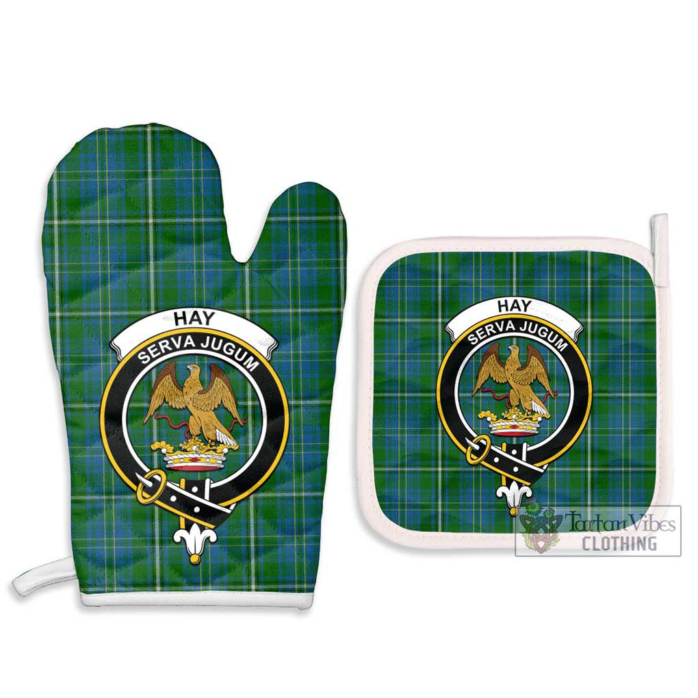 Hay Hunting Tartan Combo Oven Mitt & Pot-Holder with Family Crest Combo 1 Oven Mitt & 2 Pot-Holder White - Tartan Vibes Clothing