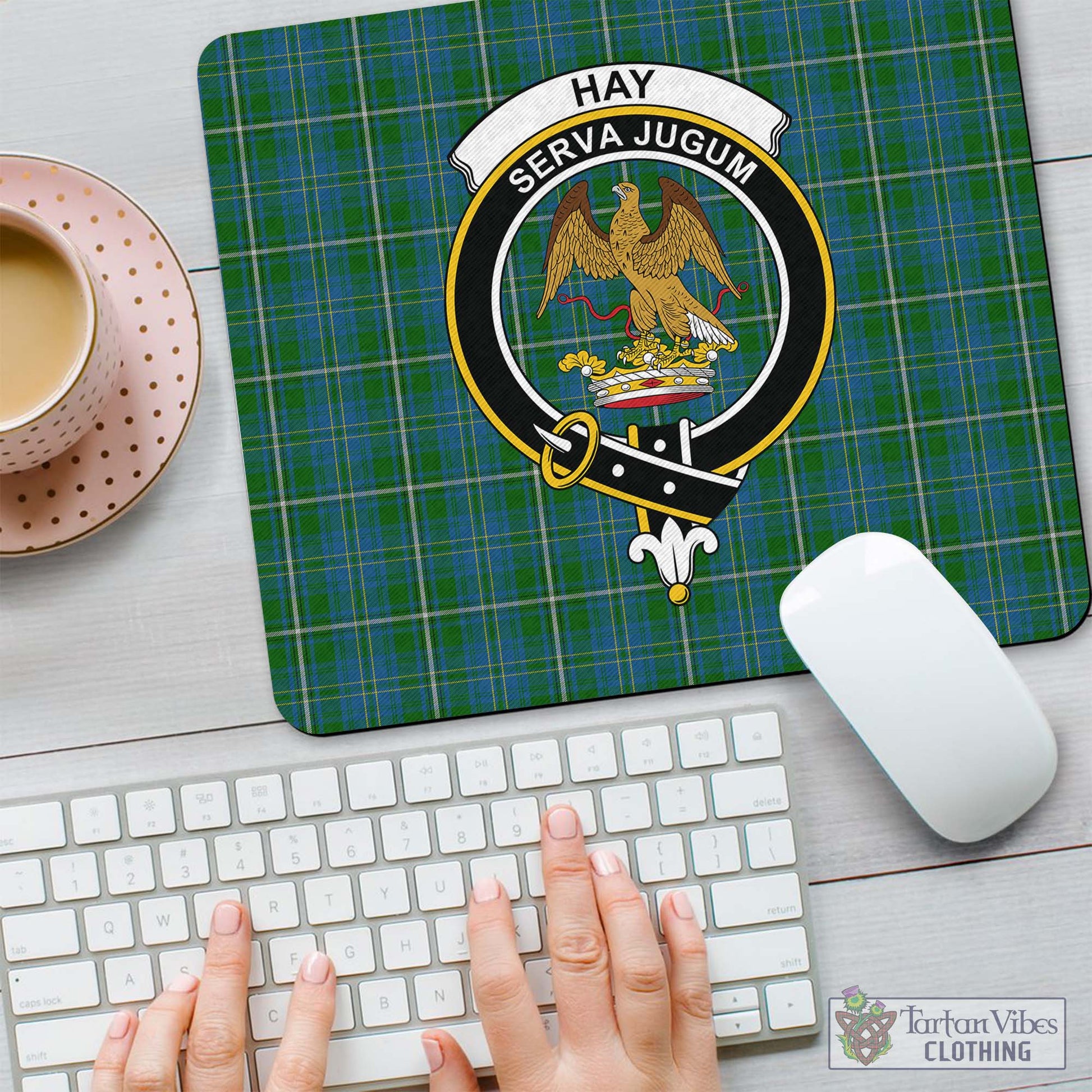 Tartan Vibes Clothing Hay Hunting Tartan Mouse Pad with Family Crest