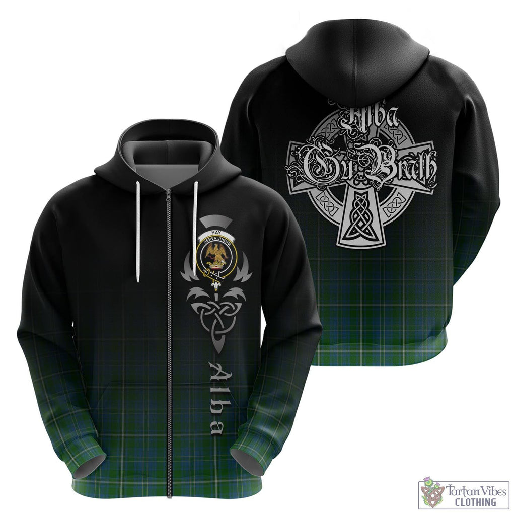 Tartan Vibes Clothing Hay Hunting Tartan Hoodie Featuring Alba Gu Brath Family Crest Celtic Inspired