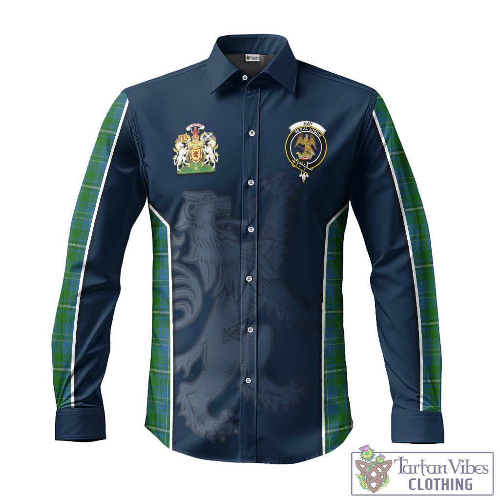 Tartan Vibes Clothing Hay Hunting Tartan Long Sleeve Button Up Shirt with Family Crest and Lion Rampant Vibes Sport Style