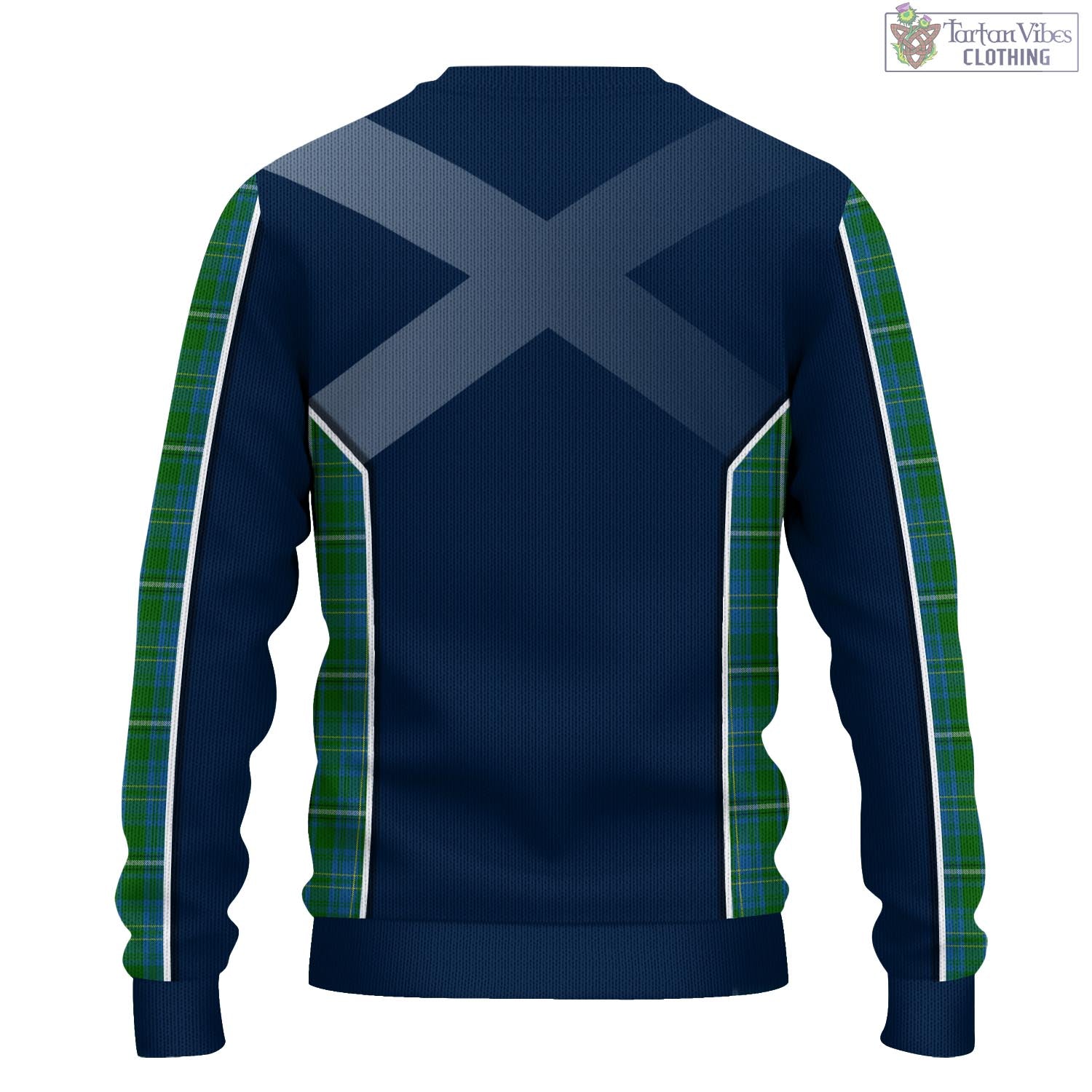 Tartan Vibes Clothing Hay Hunting Tartan Knitted Sweatshirt with Family Crest and Scottish Thistle Vibes Sport Style