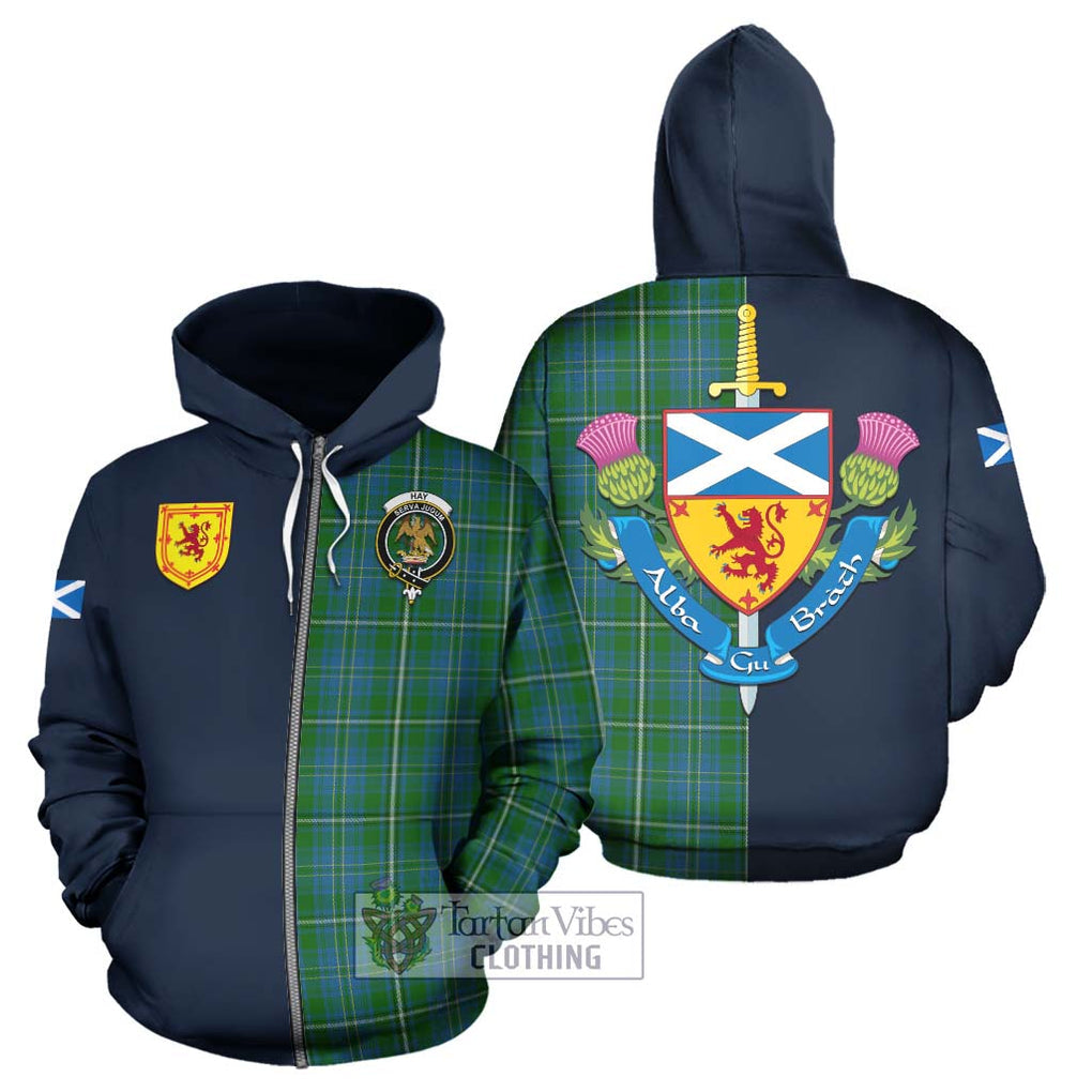 Tartan Vibes Clothing Hay Hunting Tartan Hoodie with Scottish Lion Royal Arm Half Style