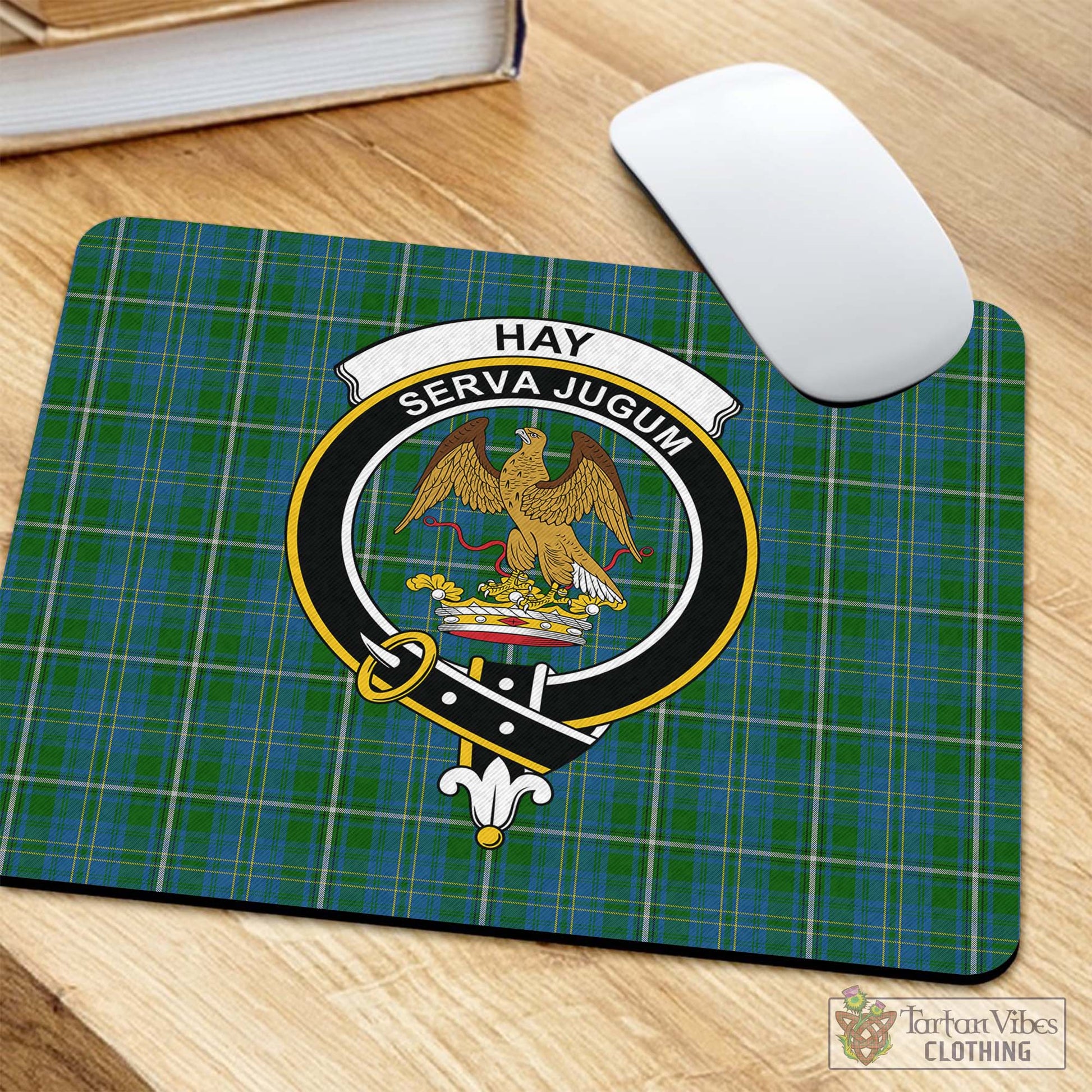 Tartan Vibes Clothing Hay Hunting Tartan Mouse Pad with Family Crest