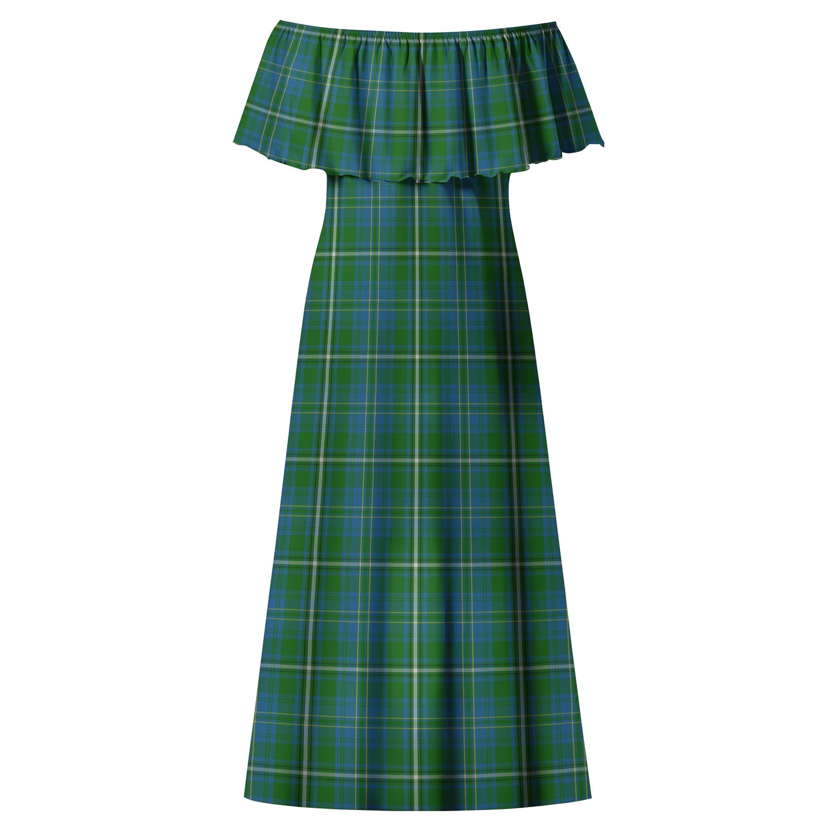 Hay Hunting Tartan Off Shoulder Long Dress - Tartanvibesclothing