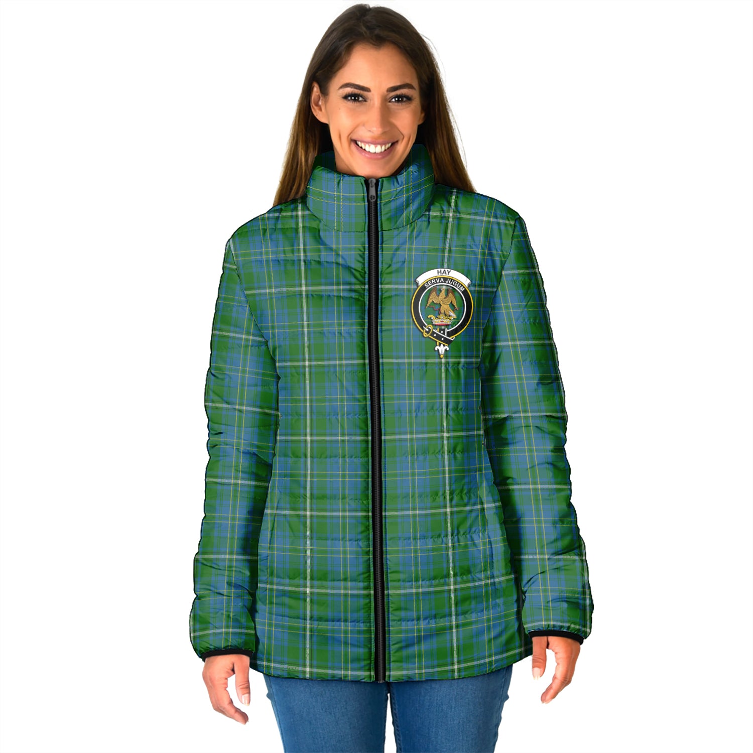 Hay Hunting Tartan Padded Jacket with Family Crest - Tartan Vibes Clothing