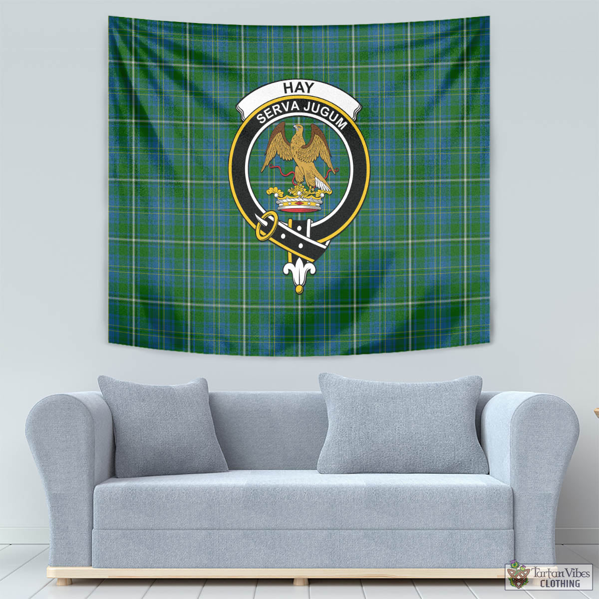 Tartan Vibes Clothing Hay Hunting Tartan Tapestry Wall Hanging and Home Decor for Room with Family Crest