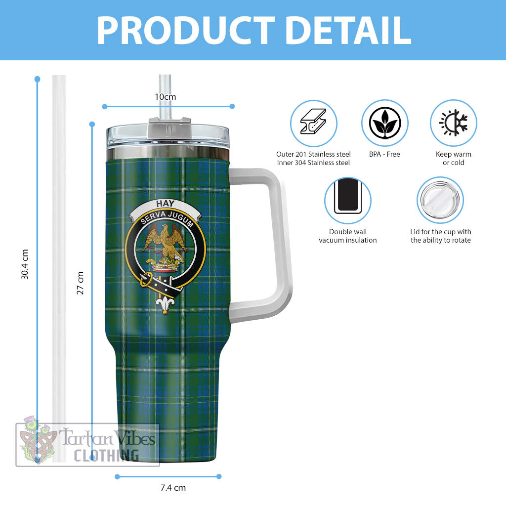 Tartan Vibes Clothing Hay Hunting Tartan and Family Crest Tumbler with Handle