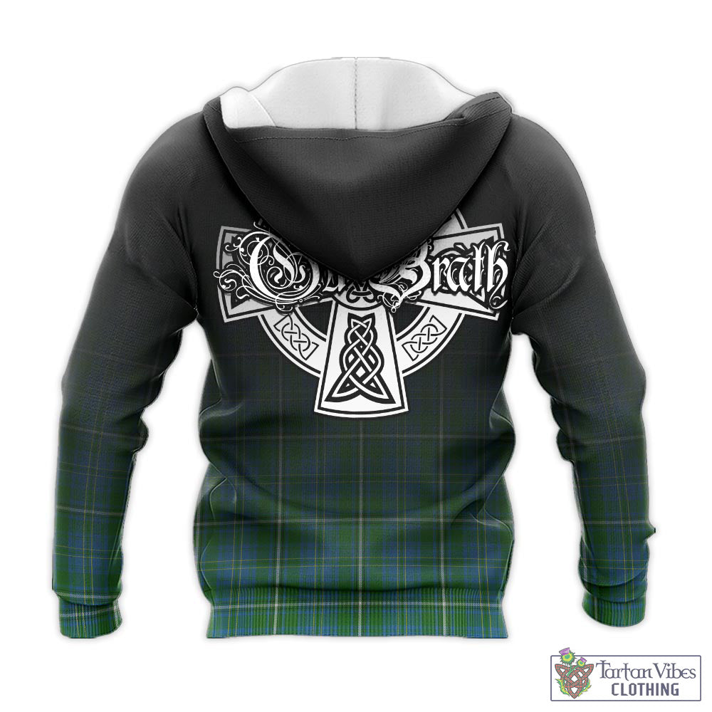 Tartan Vibes Clothing Hay Hunting Tartan Knitted Hoodie Featuring Alba Gu Brath Family Crest Celtic Inspired