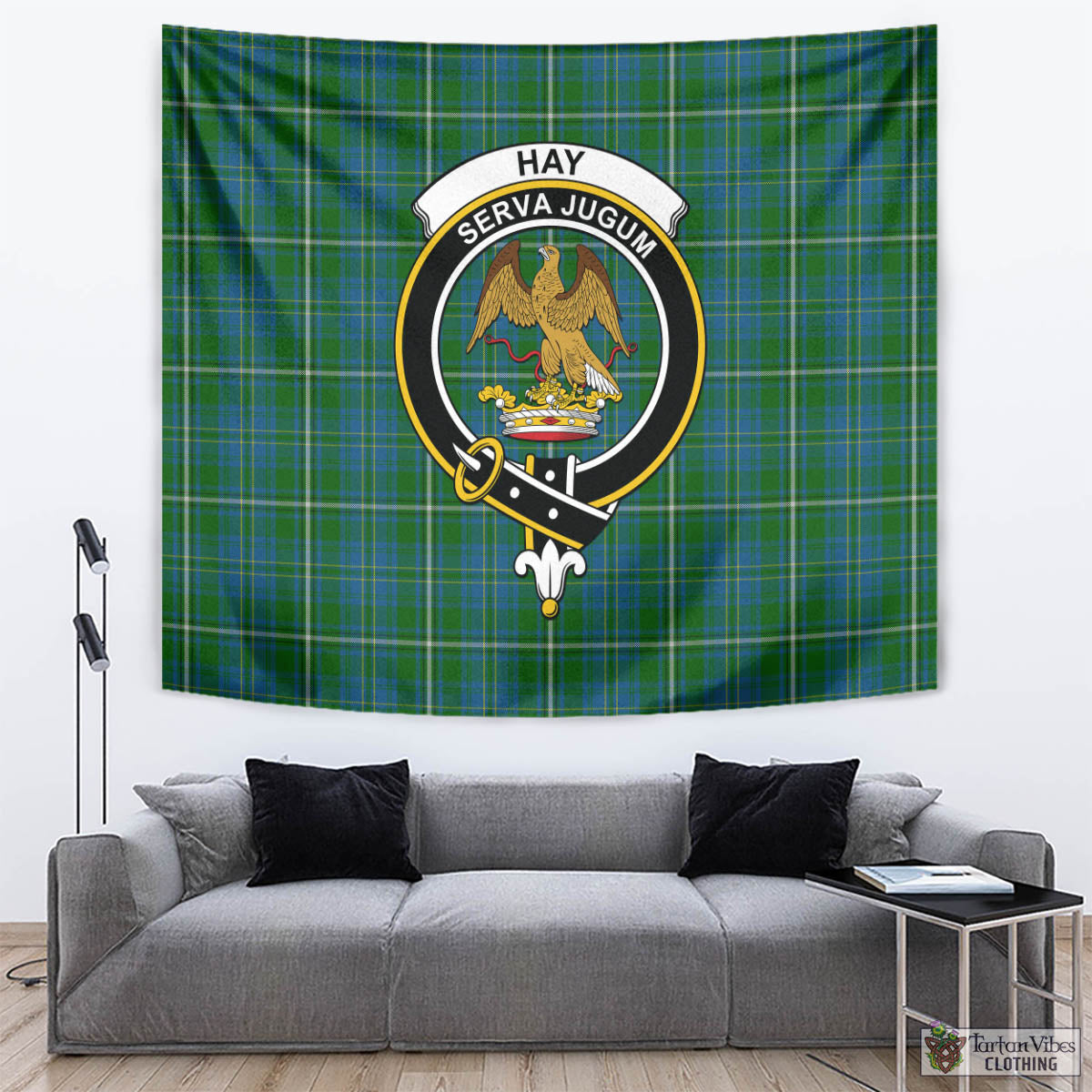 Tartan Vibes Clothing Hay Hunting Tartan Tapestry Wall Hanging and Home Decor for Room with Family Crest