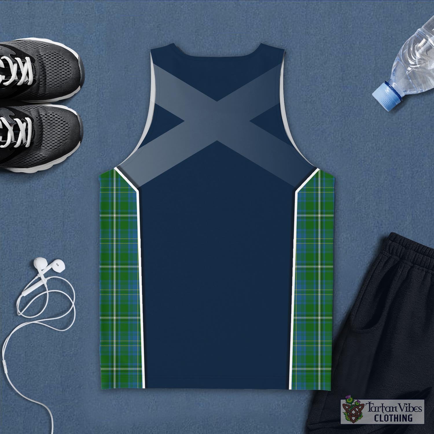 Tartan Vibes Clothing Hay Hunting Tartan Men's Tanks Top with Family Crest and Scottish Thistle Vibes Sport Style