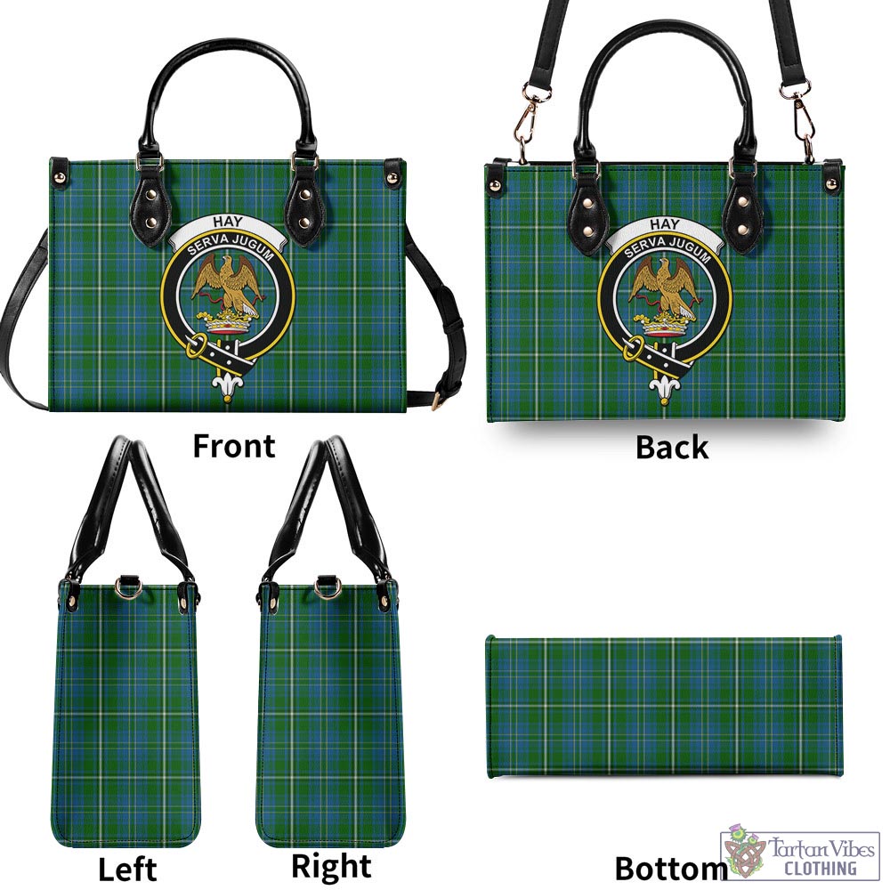 Tartan Vibes Clothing Hay Hunting Tartan Luxury Leather Handbags with Family Crest