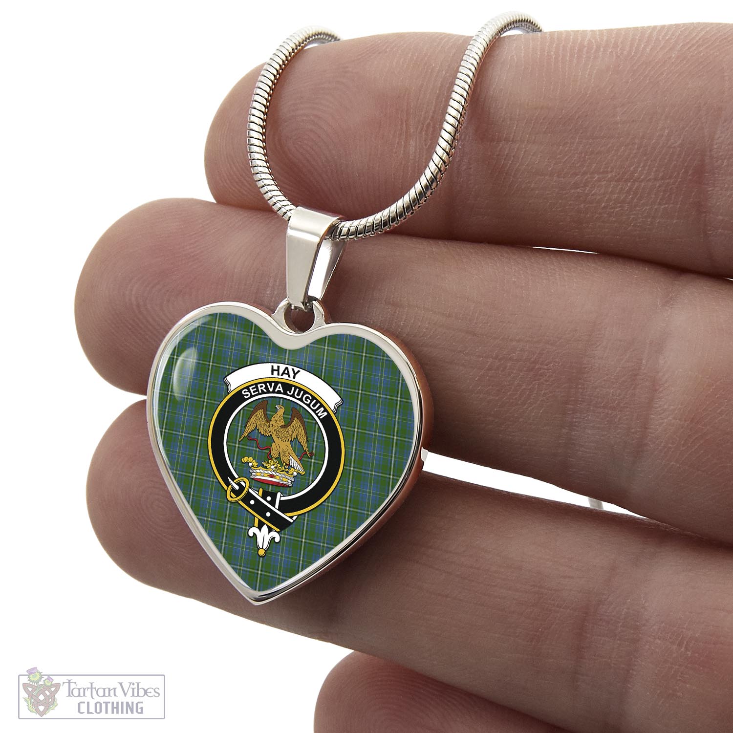 Tartan Vibes Clothing Hay Hunting Tartan Heart Necklace with Family Crest