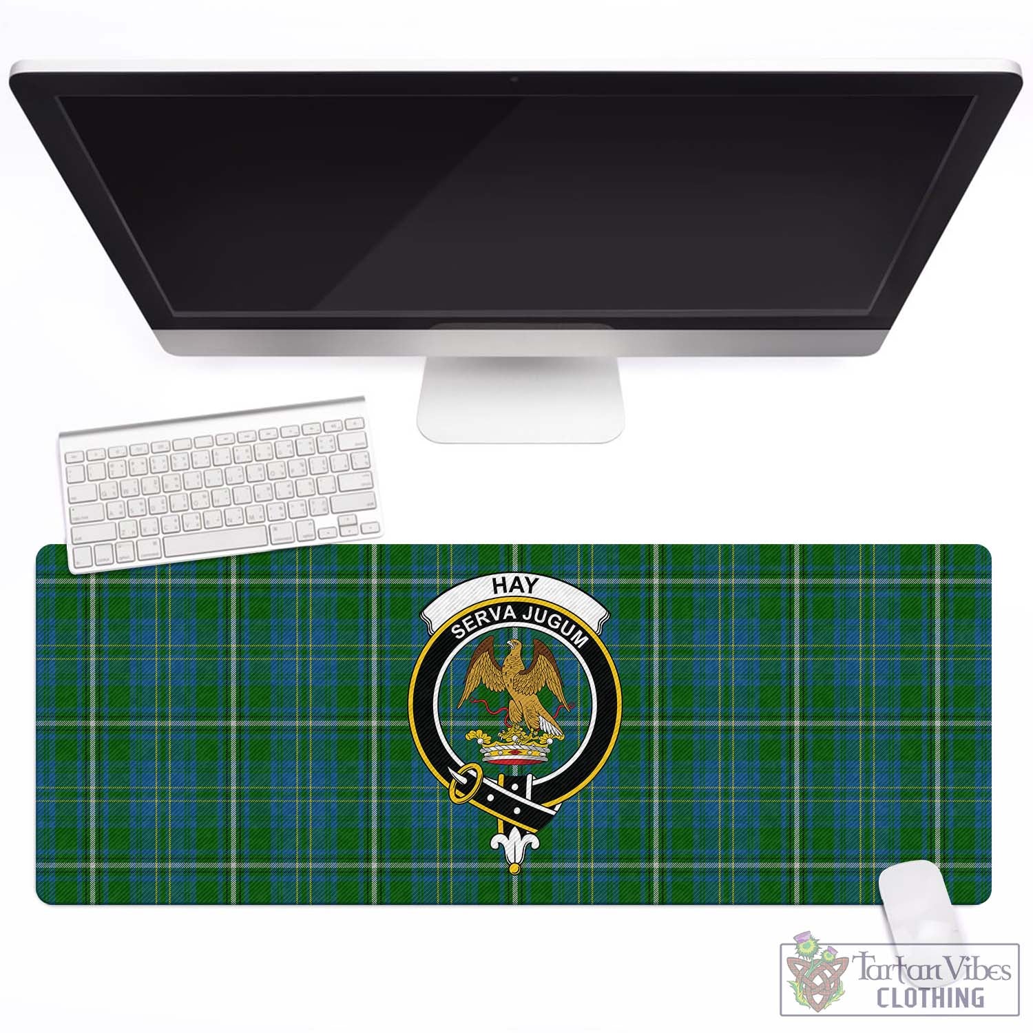 Tartan Vibes Clothing Hay Hunting Tartan Mouse Pad with Family Crest